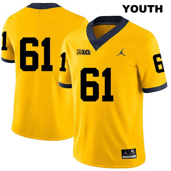 Youth NCAA Michigan Wolverines Dan Jokisch #61 No Name Yellow Jordan Brand Authentic Stitched Legend Football College Jersey UP25H06HB